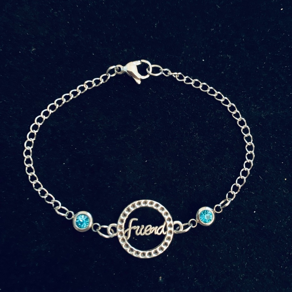 “Friend” chain link bracelet with birthstones